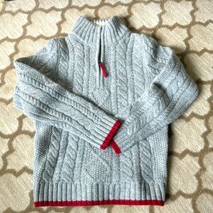 Mini Bowen gray cable knit zip collar sweater